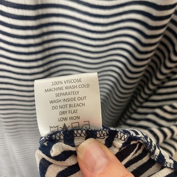 Mudpie Navy & White Thin Striped Flowy Sleeveless Stretch Tank Shift Dress S - Picture 9 of 11